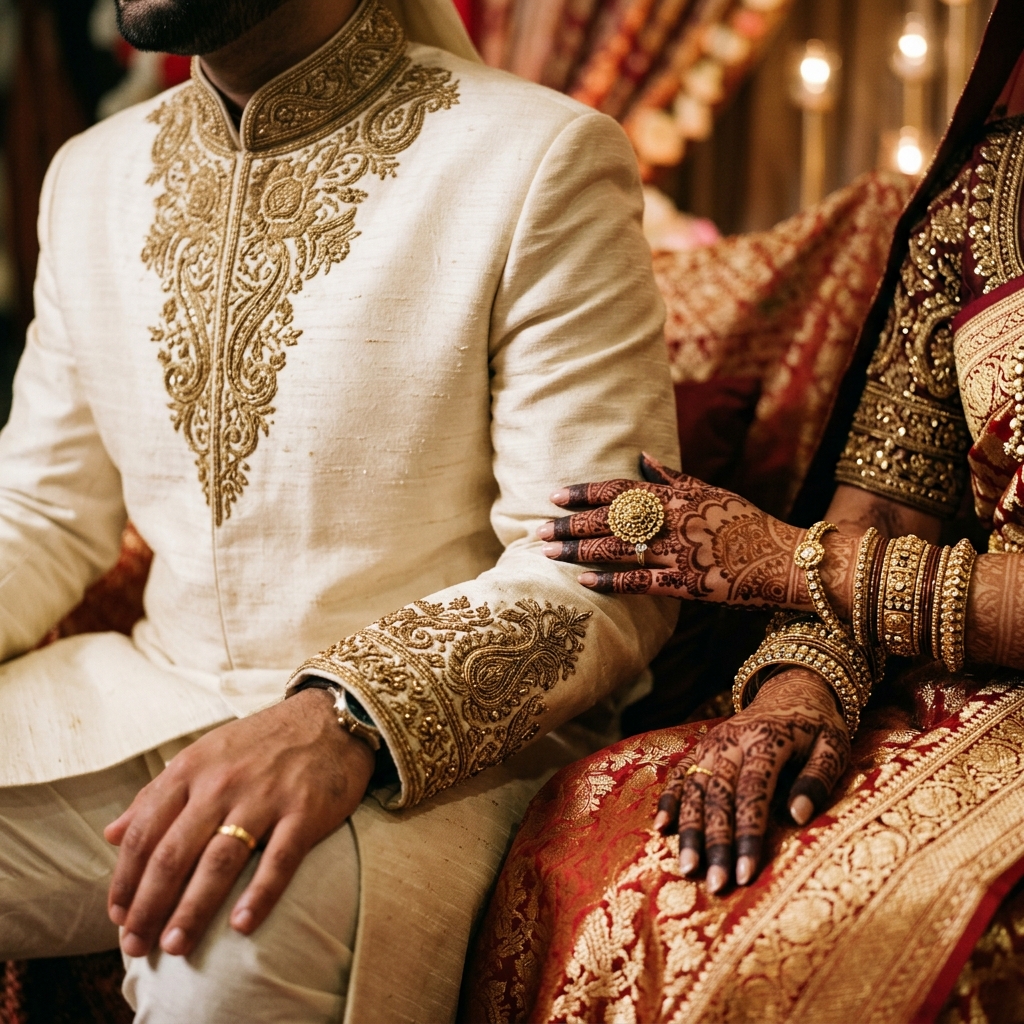 Sherwani and Jewelry Detail